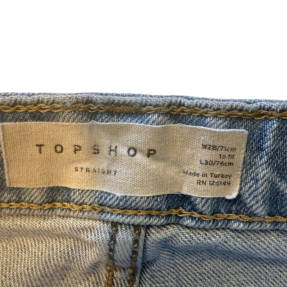 Topshop Cropped High Rise Straight Leg Denim Jeans Raw Hems in Bleach Size 28 - Picture 10 of 11
